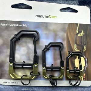 Hillman Minute Key Apex 3-pack Carabiner Trio Key Holder Aluminum Black And Gold